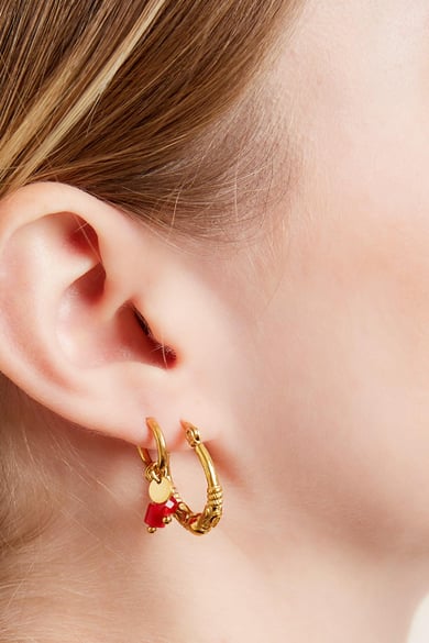 Golden stainless steel charm earrings Green h5 Picture3